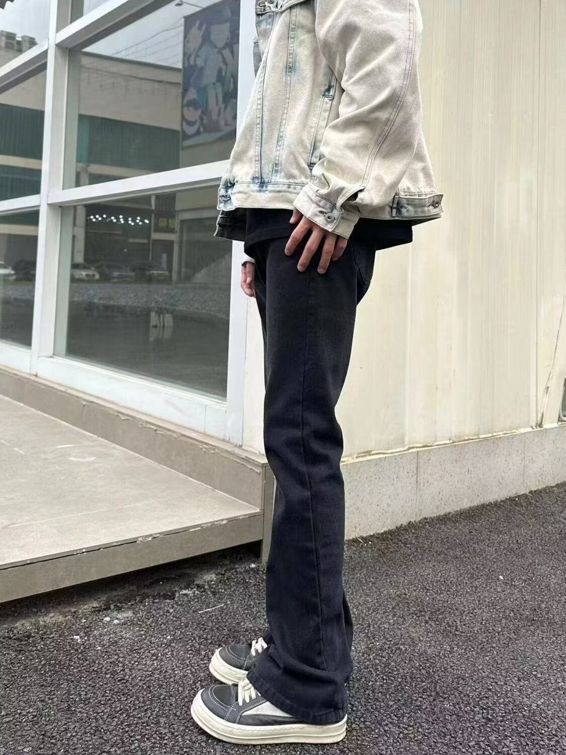 黑色顯瘦彎刀褲